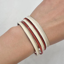 Vintage Orange & Ivory Enamel Bangle Set | 5 Stackable Bangles | Retro Layering Bracelets | Boho Statement Jewelry