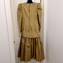 Vintage Julie Cox Designs Gold Bow Dress | Drop Waist Dress Made in Australia