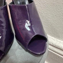 Vintage Deep Purple Patent Stiletto Mules Made in Italy  Peep Toe Heels  Size 46