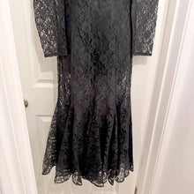 Vintage Black Lace Mermaid Maxi Dress | 80s Gothic Formal Evening Gown