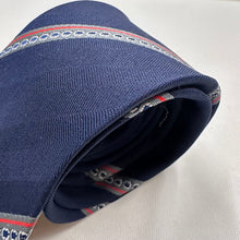 Vintage Navy Blue Necktie with Red & Grey Geometric Stripes Retro 80s 90s Tie