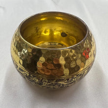 Vintage Oversized Etched Brass Cuff Bangle / Statement Gold Tone Wide Bracelet / Boho Tribal Dome Bracelet