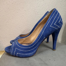 Bianca Buccheri Blue Suede Open Toe Heels – Made in Italy Designer Stiletto Pumps