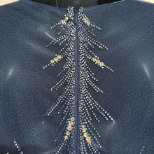 Vintage Tony Bowls Navy Beaded Tulle Evening Dress – Celestial Y2K Princess Gown