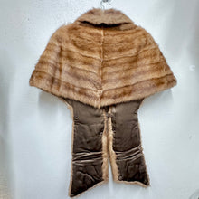 Vintage 1950s Mink Fur Cape Stole | Mid Century Fur Wrap | Shawl Collar Fur Cape | Brown Fur Stol