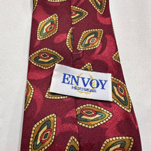 Vintage Australian ENVOY Necktie Burgundy Geometric Paisley Pattern Retro Tie