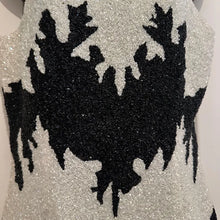 Vintage Black White Beaded Cocktail Dress | Art Deco Inspired Party Mini Dress