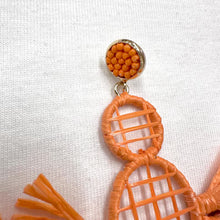 Coral Raffia Fan Statement Earrings – Oversized Boho Fringe Drops