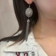 Vintage Silver Filigree Tassel Earrings – Long Chain Statement Drop
