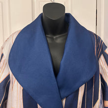 Vintage Abstract Print Oversized Coat | Navy Geometric Statement Jacket | Double Breasted Lightweight Coat | Retro Art Deco Style