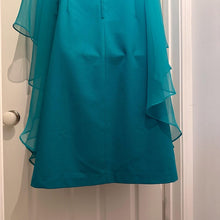 Vintage 70s H&T Creation Teal Cape Dress Size SSW / S | Rare Sheer Chiffon Tiered Overlay Cocktail Dress | Retro V-Neck Avant Garde Dress