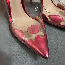 Gianvito Rossi Red Metallic Leather PVC Pointed Stiletto Heels UK 5