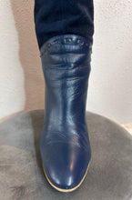 Blue Two-Tone Over The-Knee Boots – Suede & Leather Mix