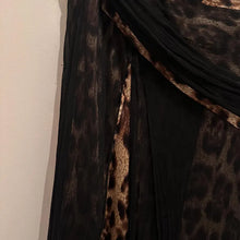 Vintage Y2K Leopard Print One Shoulder Gown | Asymmetric Maxi Dress, Sheer Overlay