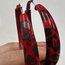 Vintage Red Leopard Print Chunky Hoop Earrings | Lightweight Statement Jewelry