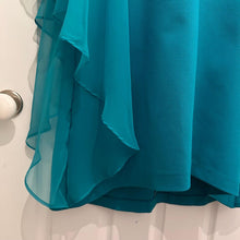 Vintage 70s H&T Creation Teal Cape Dress Size SSW / S | Rare Sheer Chiffon Tiered Overlay Cocktail Dress | Retro V-Neck Avant Garde Dress