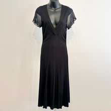 Black Butterfly Embroidered Maxi Dress, Deep V Neck Evening Dress, Sheer Flutter Sleeve Black Gown, Elegant Gothic Formalwear