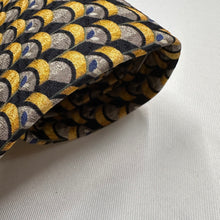 Vintage Cravattificio Di Siena 100% Silk Tie Gold Black Geometric Pattern Italian Necktie