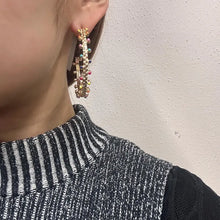 Vintage Gold Hoop Statement Earrings | Colourful Enamel Dot Hoop Earrings | Oversized Chunky Hoops | Y2K Retro Jewellery