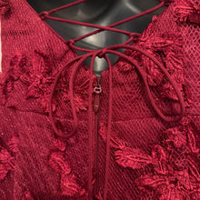 Bariano Australia Wine Red Floral Lace Mermaid Gown | Open Back Evening Maxi Dress