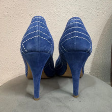 Bianca Buccheri Blue Suede Open Toe Heels – Made in Italy Designer Stiletto Pumps