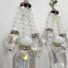 Vintage White Crystal Statement Earrings | Beaded Chandelier Drop Earrings | Aurora Rhinestone Dangle Earrings | Y2K Glam Jewelry