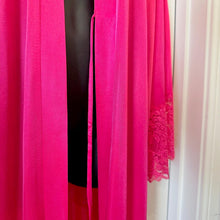 Vintage Fuchsia Satin Peignoir Set – Lace Trim Maxi Nightgown & Robe