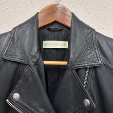 Whistles Black Leather Moto Biker Jacket | Genuine Leather YKK Zip Women's UK 10