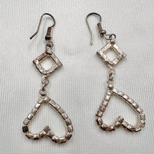 Vintage Rhinestone Heart Drop Earrings | Gold Tone Crystal Heart Earrings | Romantic Y2K Dangle Earrings