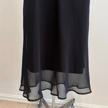 Black Sheer Overlay Maxi Dress, Blue Sequin Embellished Shoulders, Sleeveless V Neck Evening Dress, Elegant Formal Gown, Sheer Hem