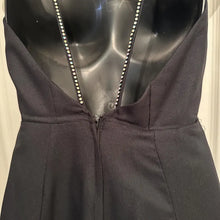 Vintage Handmade Black Evening Gown with Iridescent Rhinestone Straps & Detachable Bow Belt - Open Back Formal Maxi Dress