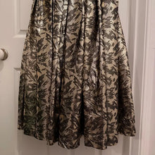 Vintage 1950s Metallic Brocade Fit and Flare Dress | Gold Black Jacquard Party Formal Occasion