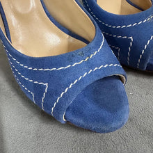 Bianca Buccheri Blue Suede Open Toe Heels – Made in Italy Designer Stiletto Pumps