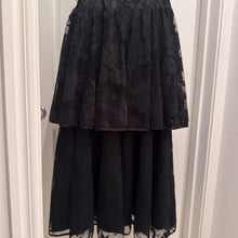 Vintage Evaldo Bock Black Bow Midi Dress / 80s Party Dress / Romantic Tiered Lace Formal Dress