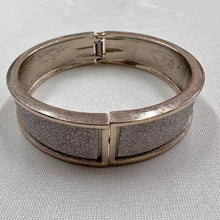 Vintage Silver Glitter Hinged Bangle | Sparkly Statement Bracelet | Silver Tone Clamper Cuff | Retro Jewelry