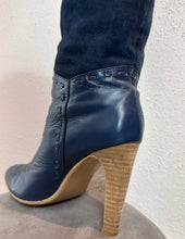 Blue Two-Tone Over The-Knee Boots – Suede & Leather Mix