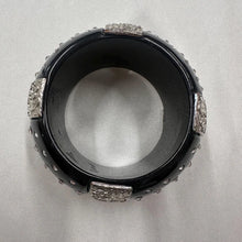 Vintage Black Rhinestone Wide Cuff Bangle / Oversized Statement Bracelet / Y2K Glam Crystal Bracelet