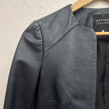 Portmans Cropped Black Leather Jacket | Minimalist Open Front Leather Bolero | Genuine Leather | Women’s Size 8