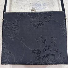 Vintage Black Floral Jacquard Evening Bag | Gothic Romantic Satin Clutch | 90s Shoulder Purse