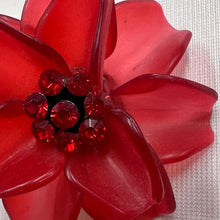Vintage Red Acrylic Flower Earrings | Statement Floral Stud Earrings | Translucent Beaded Flower Earrings