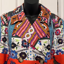Stella Jean Made in Italy Cotton Statement Jacket | Vibrant Folk Art Print Blazer | Double Breasted Designer Jacket | Size IT 42