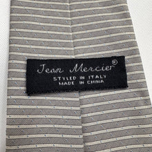Vintage Jean Mercier Tie Black Ivory Stripe and sky blue dots Pattern Polyester Necktie
