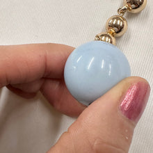 Vintage Powder Blue Lucite Ball Drop Earrings | Gold Tone Statement Earrings | Retro 1980s Oversized Bubble Earrings