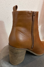 Brown Faux Leather Ankle Boots – Wooden Block Heel