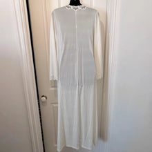 Rare Vintage C'est L'imprevu Ivory White Sheer Peignoir Robe - Made in Egypt - Scalloped Lace Trim Open Front Maxi Dressing Gown