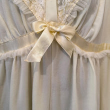 Vintage Butter Yellow Babydoll Nightgown / Lace Ruffle Night Dress / Coquette Fairy Lingerie Dress