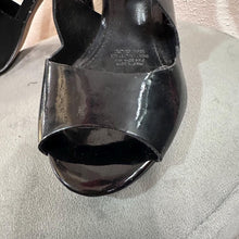 Vintage Diana Ferrari Black Patent Heels / Open Toe Strappy Pumps / Glossy Leather Look / Size US 7.5 / Minimal Chic Heels