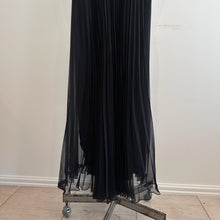 Mary Charmaine Black Pleated Jumpsuit, Embellished Waist, Sheer Wide Leg Trousers