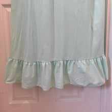 Vintage 1970s Vieling Mint Green Maxi Nightgown | Pleated All Nylon Sleepwear with Contrast Lace & Ruffle Hem | Size 12 Fits Small to Medium
