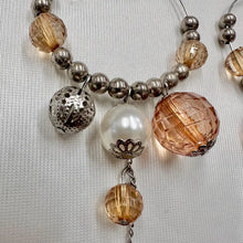 Vintage Brown Beaded Hoop Statement Earrings | Bronze & Faux Pearl Dangle Earrings | Boho Oversized Hoop Earrings
